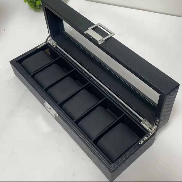 جعبه ساعت 6 تایی داخل مشکی با تو دوزی مشکی