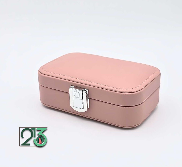 جعبه جواهرات مسافرتی 020 رنگ گلبهی با در بسته